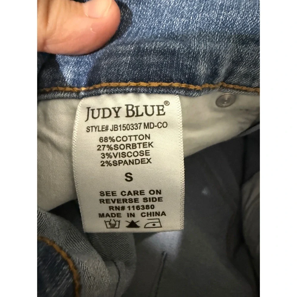 Judy Blue Denim Shorts Women Size S Blue High Rise Double Button Stretch Shaping